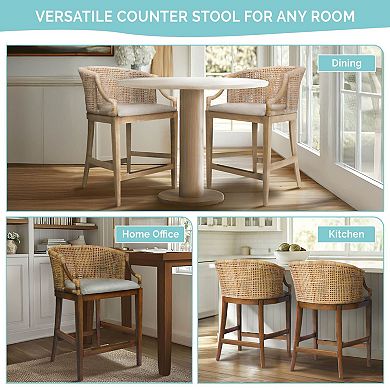 Martha Stewart Playa 25" Handcrafted Rattan Counter Stool