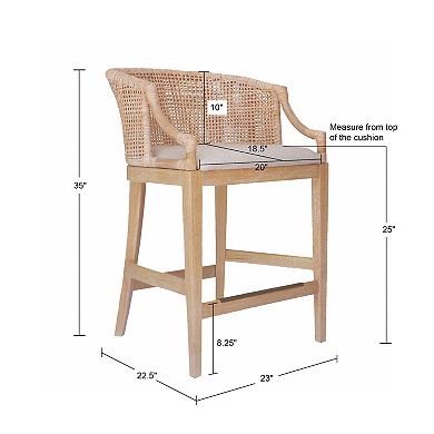 Martha Stewart Playa 25" Handcrafted Rattan Counter Stool