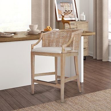 Martha Stewart Playa 25" Handcrafted Rattan Counter Stool