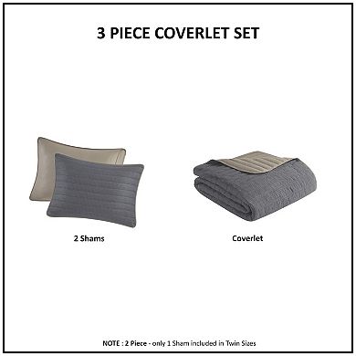 Madison Park Cameron 3-piece Reversible Crinkled Microfiber Quilt Set with Shams
