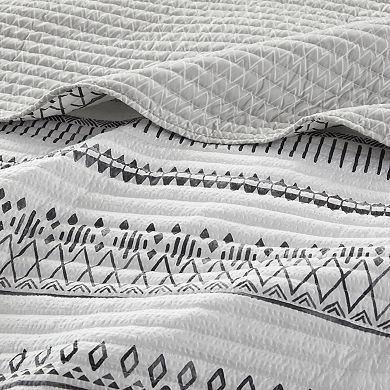 Madison Park Joshua 3-Piece Printed Microfiber Seersucker Coverlet Set with Shams