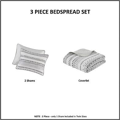 Madison Park Joshua 3-Piece Printed Microfiber Seersucker Coverlet Set with Shams