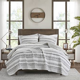 Madison Park Joshua 3 pc Printed Microfiber Seersucker Coverlet Set