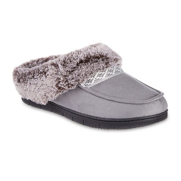 isotoner Faux-Fur Women's Memory Foam Comfort Hoodback Slippers - Ash (MEDIUM)