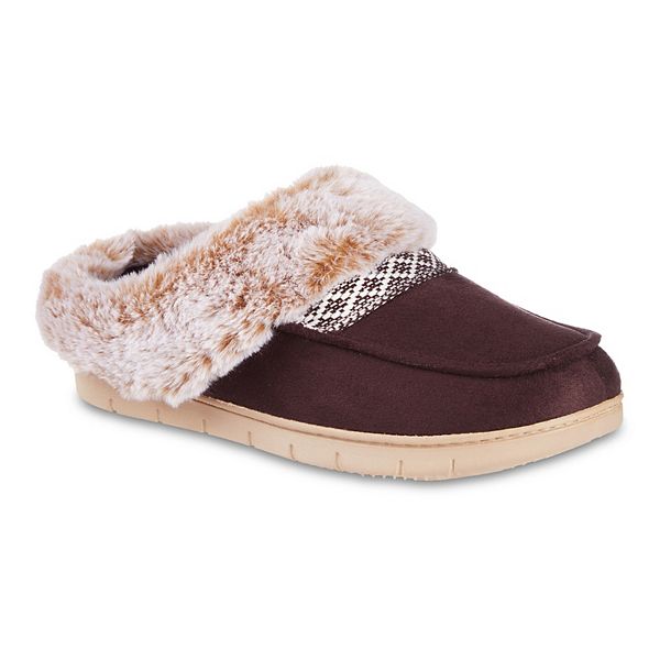 isotoner Faux-Fur Women's Memory Foam Comfort Hoodback Slippers - Raisen (SMALL)