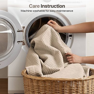 Madison Park Waffle Weave Lightweight Breathable Cotton Bed Blanket