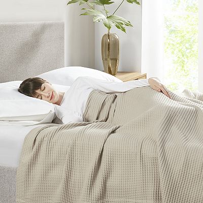 Beautyrest Waffle Weave Lightweight Breathable Cotton Blanket