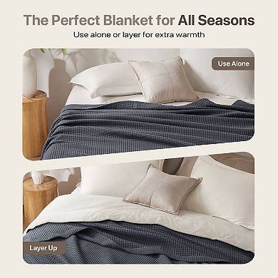 Madison Park Waffle Weave Lightweight Breathable Cotton Blanket