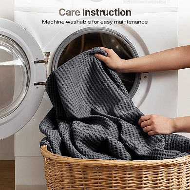 Madison Park Waffle Weave Lightweight Breathable Cotton Blanket