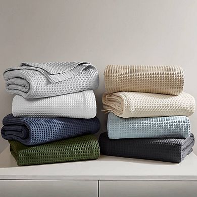 Madison Park Waffle Weave Lightweight Breathable Cotton Blanket