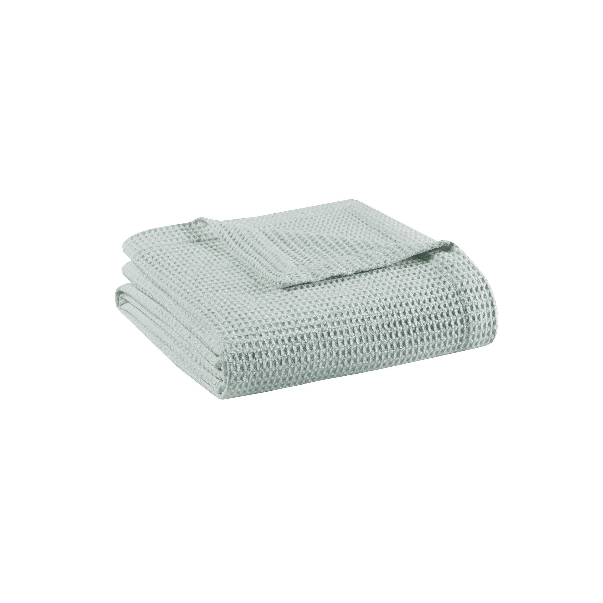 Madison Park Waffle Weave Lightweight Breathable Cotton Blanket, Blue
