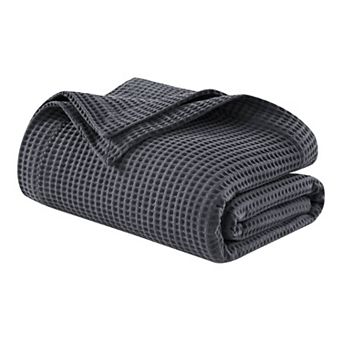 Madison Park Waffle Weave Lightweight Breathable Cotton Bed Blanket