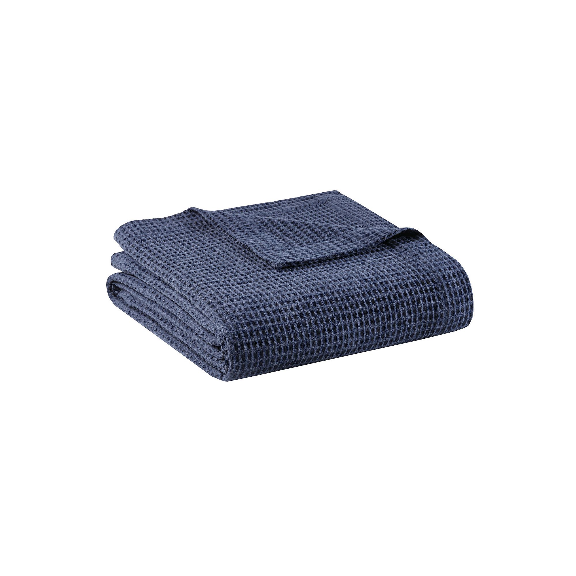 Madison Park Waffle Weave Lightweight Breathable Cotton Blanket, Blue