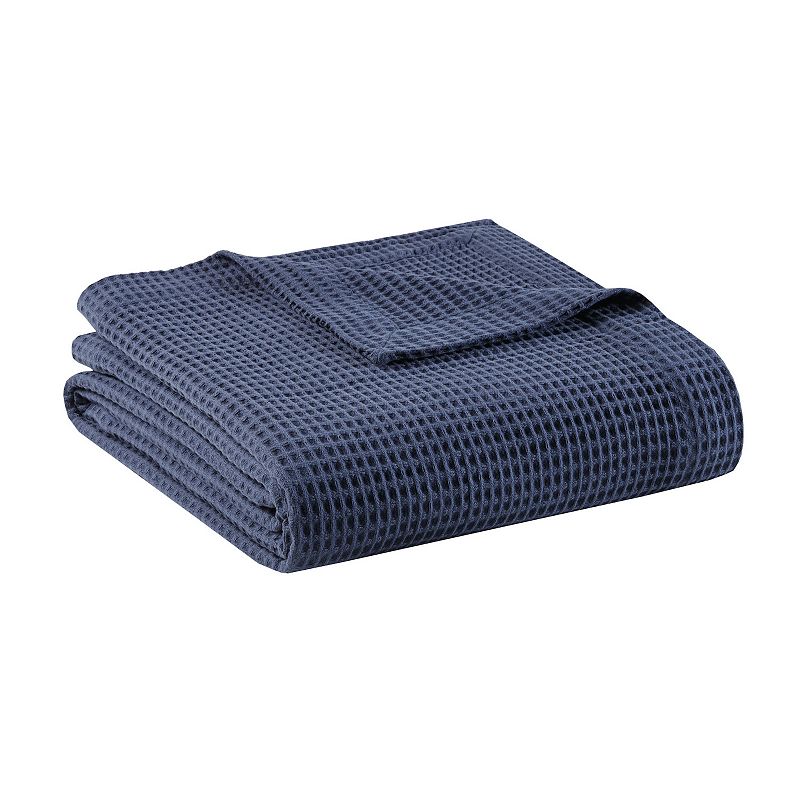 Beautyrest Waffle Weave Cotton Blanket, Blue, Twin