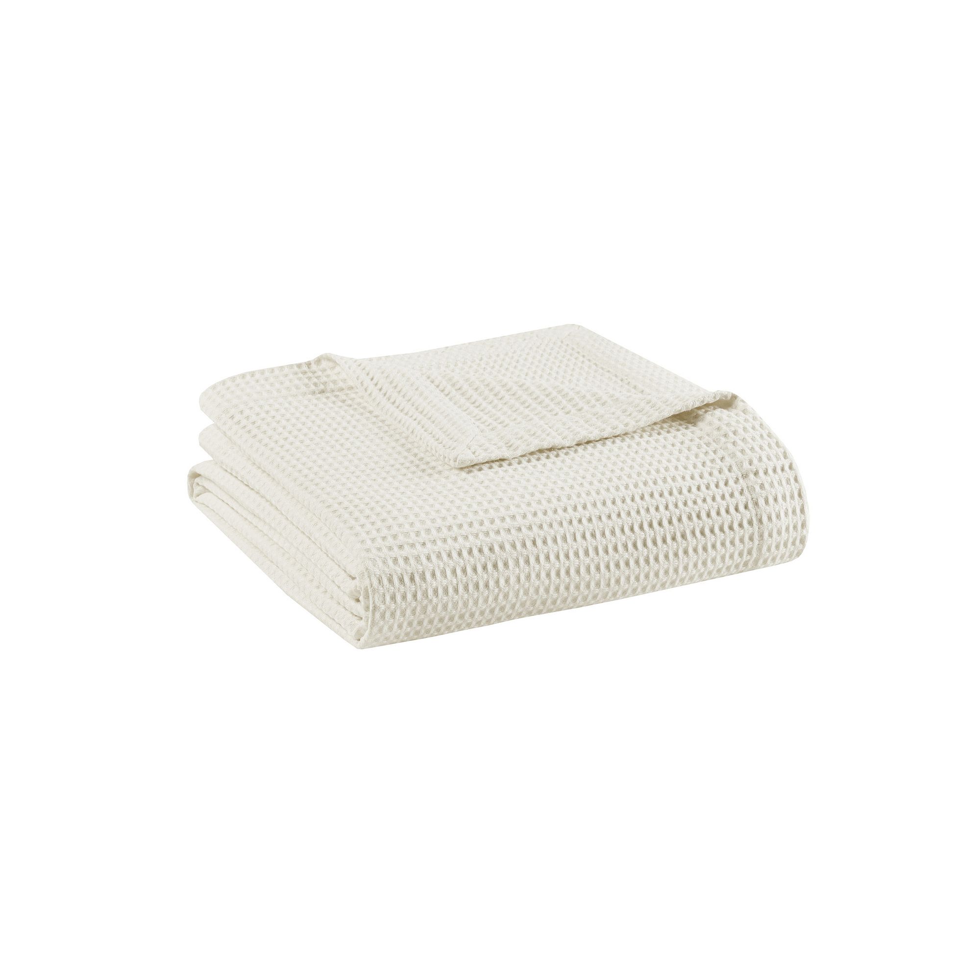 Madison Park Waffle Weave Lightweight Breathable Cotton Blanket, Ivory