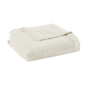 Madison Park Waffle Weave Lightweight Breathable Cotton Bed Blanket