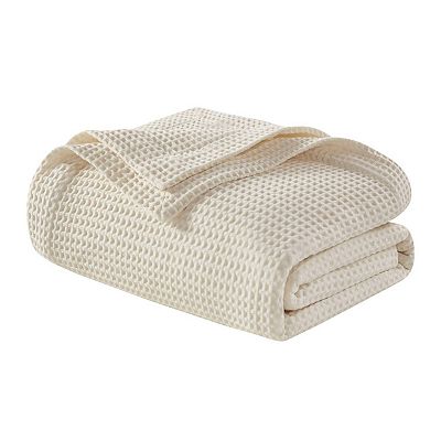 Madison Park Waffle Weave Lightweight Breathable Cotton Blanket