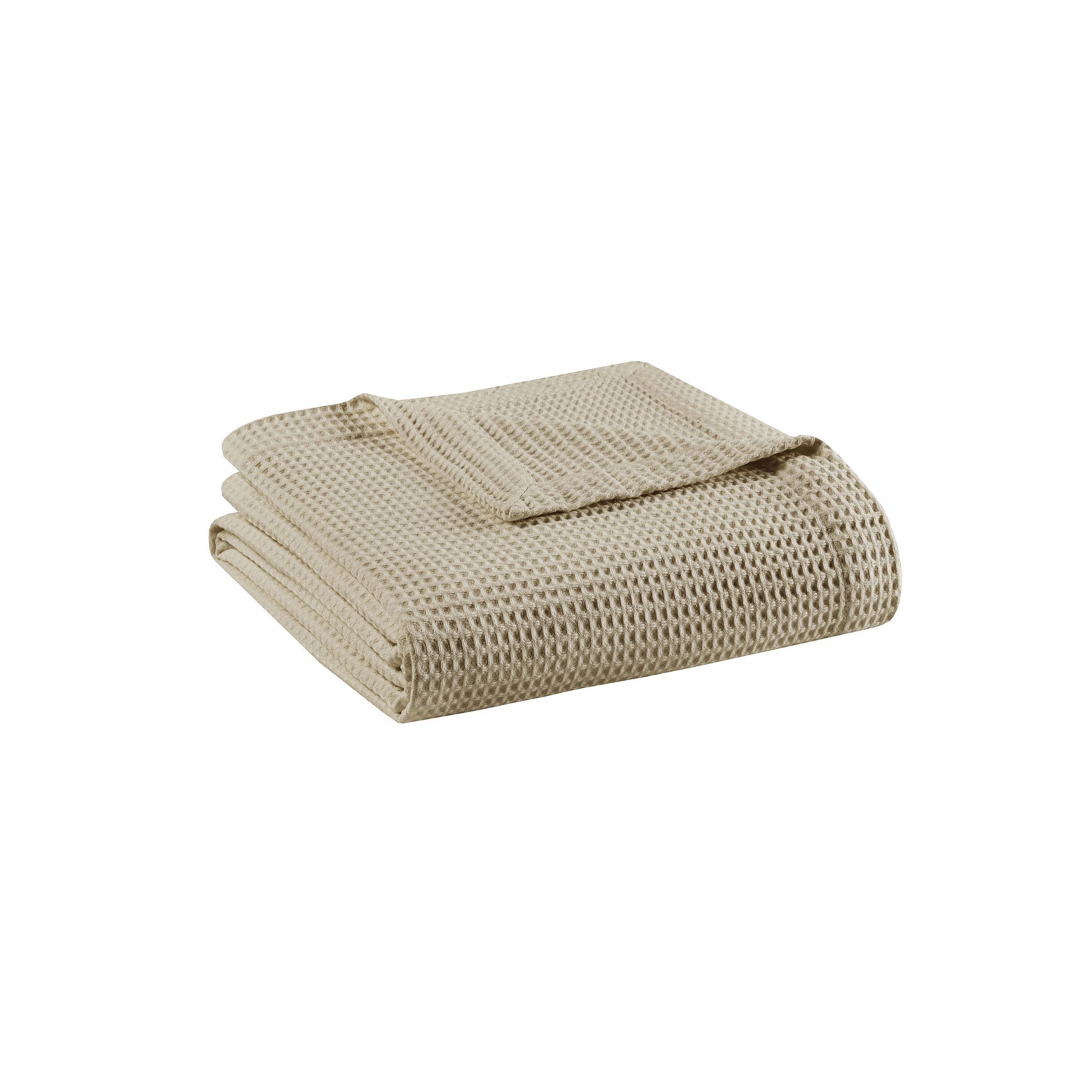 Madison Park Waffle Weave Lightweight Breathable Cotton Blanket, Green