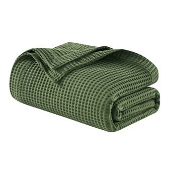 Madison Park Waffle Weave Lightweight Breathable Cotton Bed Blanket