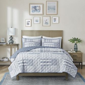 Madison Park Arden 3 pc Jacquard Patchwork Quilt Set with Shams