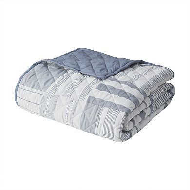 Madison Park Arden 3-Piece Jacquard Patchwork Quilt Set with Shams