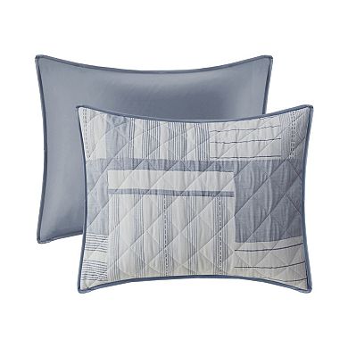 Madison Park Arden 3-Piece Jacquard Patchwork Quilt Set with Shams