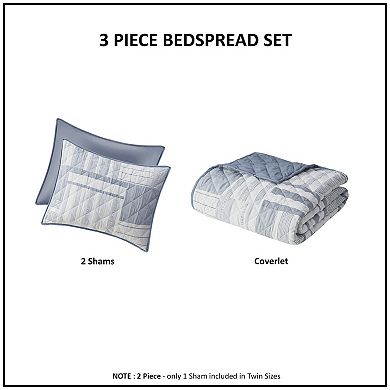 Madison Park Arden 3-Piece Jacquard Patchwork Quilt Set with Shams
