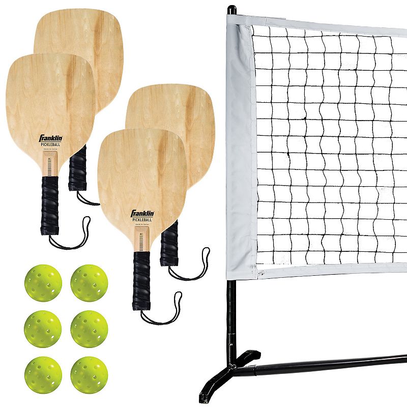 Franklin Sports Half Court Size Pickleball Net  Includes 10 Ft. Net  (4) Paddles  and (6) X-40 Pickleballs