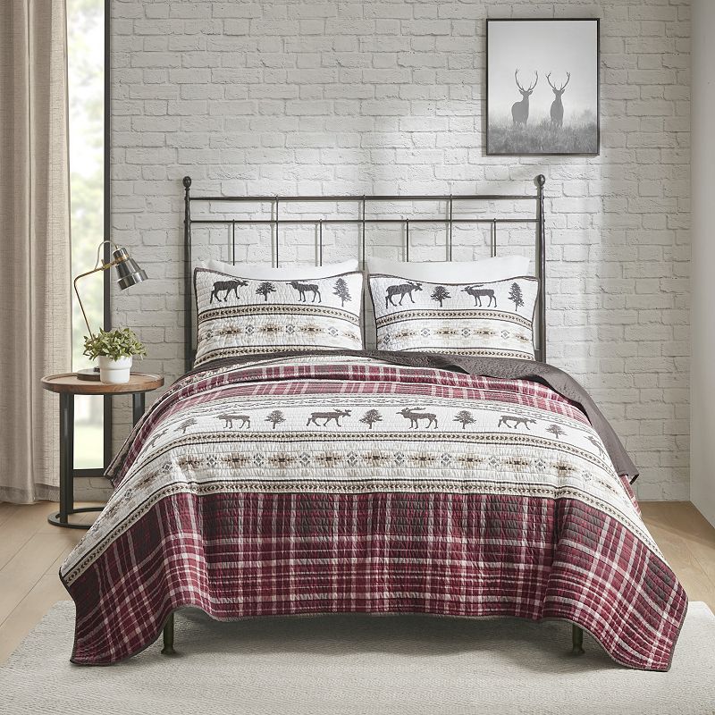 Woolrich Winter Valley 3-piece Oversized Microfiber Quilt Set with Shams, R