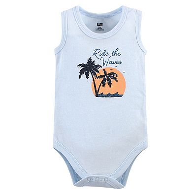 Hudson Baby Infant Boy Cotton Sleeveless Bodysuits 5pk, Gone Surfing, 6-9 Months