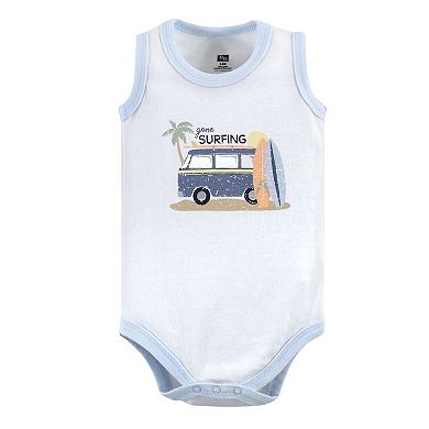 Hudson Baby Infant Boy Cotton Sleeveless Bodysuits 5pk, Gone Surfing, 6-9 Months