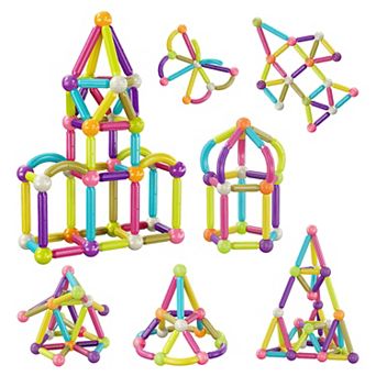 PICASSO-TILES 50 pc Magnetic Stick, Magnetic Building Construction Toy Set for Kids Age 3+