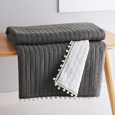 Levtex Home Pom Pom Blue Haze Quilted Throw