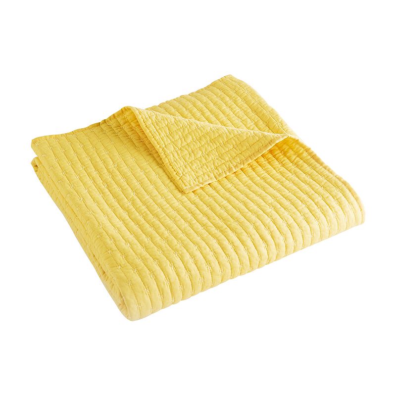 Levtex Home Cross Stitch Yellow Quilted Throw