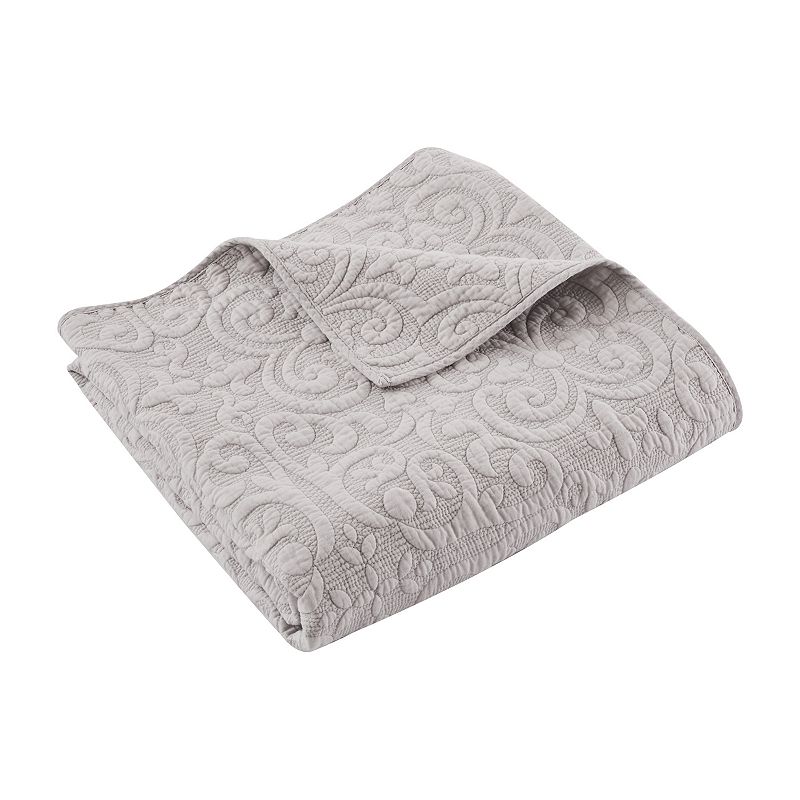 Levtex Home Sherbourne Black Stitch Quilted Throw, Grey