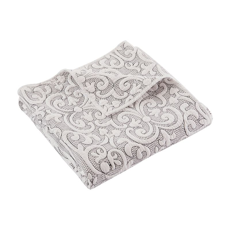 Levtex Home Sherbourne Black Stitch Quilted Throw, White