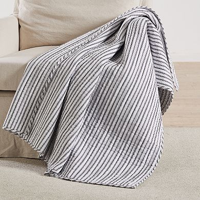 Levtex Home Tobago Stripe Charcoal Quilted Throw