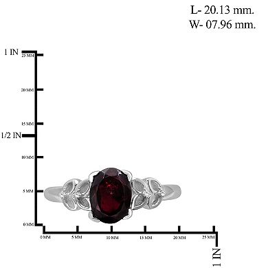 Jewelexcess Sterling Silver Garnet & White Diamond Accent Ring