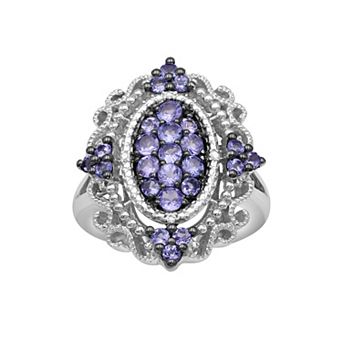 Jewelexcess Sterling Silver Tanzanite & White Diamond Accent Ring