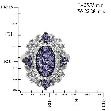 Jewelexcess Sterling Silver Tanzanite & White Diamond Accent Ring