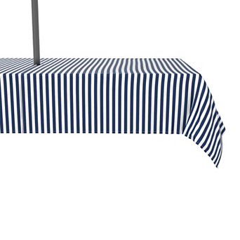Water Repellent, Outdoor, 100% Polyester, 60x120", Small Stripes, Navy