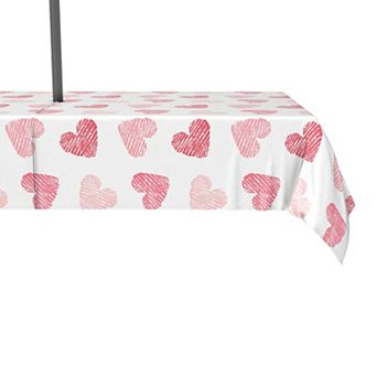 Water Repellent, Outdoor, 100% Polyester, 60x120", Valentine's Shaded Hearts