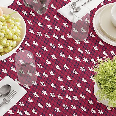 Round Tablecloth, 100% Polyester, 60" Round, Holiday Woodland Plaid