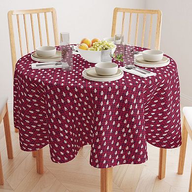 Round Tablecloth, 100% Polyester, 60" Round, Holiday Woodland Plaid