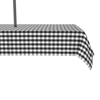 Water Repellent, Outdoor, 100% Polyester, 60x120", Picnic Check, Black
