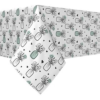 Rectangular Tablecloth, 100% Polyester, 60x84", Bouquets in Jars
