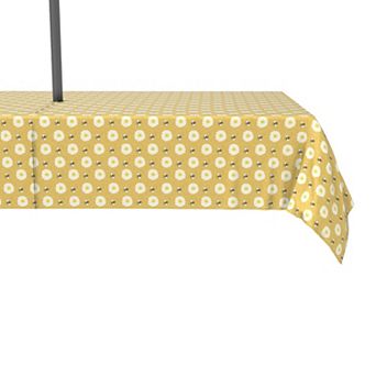 Water Repellent, Outdoor, 100% Polyester, 60x120", Bumble Bees & Daisies