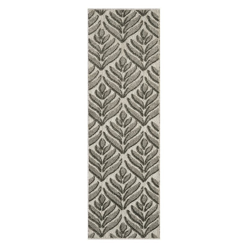 Nourison Aloha Tropical Floral Outdoor Rug, Grey, 9X12 Ft