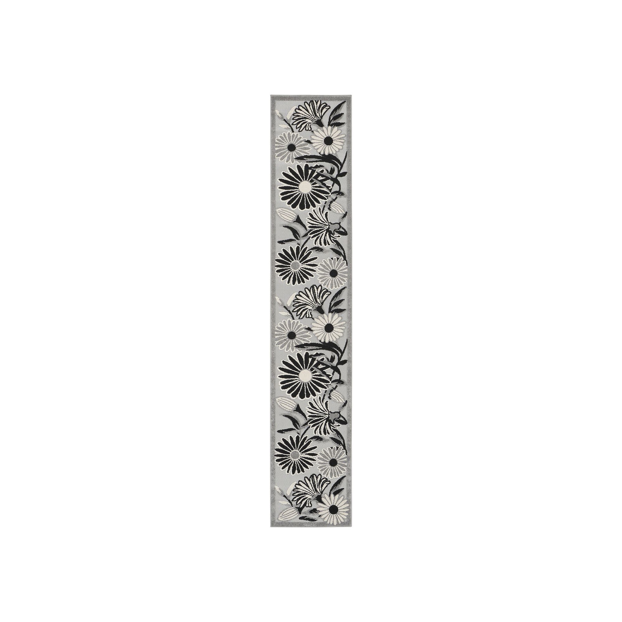 Nourison Aloha Bold Floral Outdoor Rug, Black White