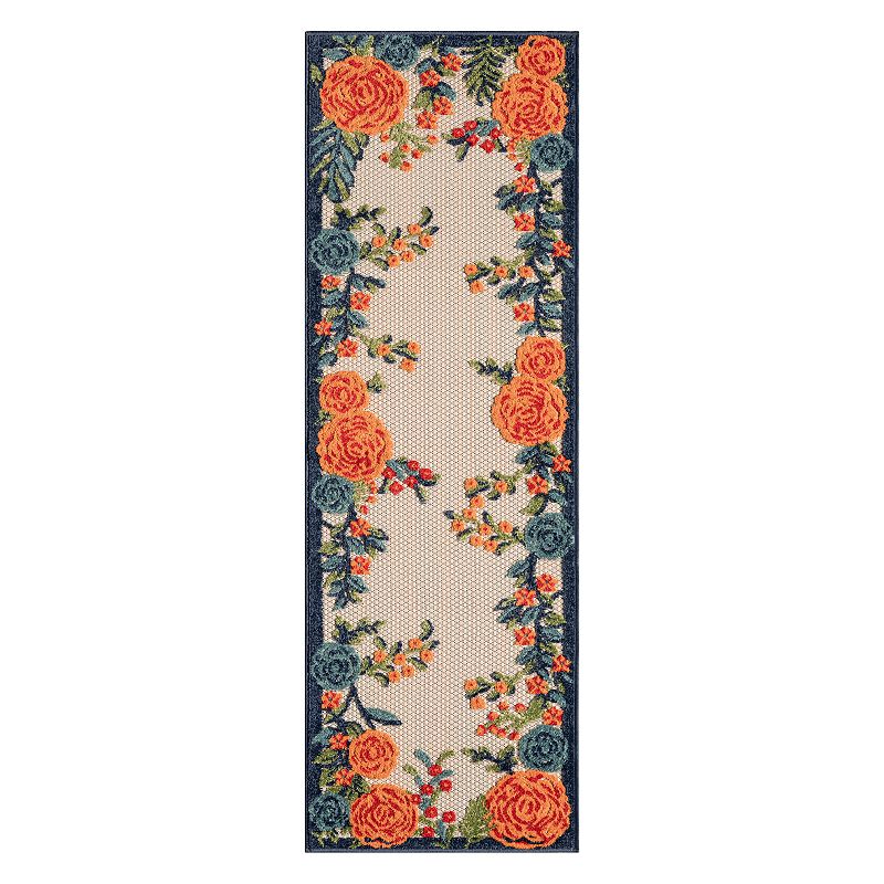 Nourison Aloha Contemporary Botanical Outdoor Rug, Multicolor, 7X10 Ft